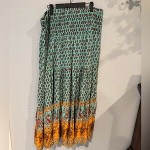 SHEIN Blue Pleated Tiered Maxi Skirt Resort Wear